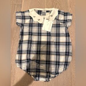 Lil legs analogie baby girl romper size 18 months NWT plaid collar embroidered